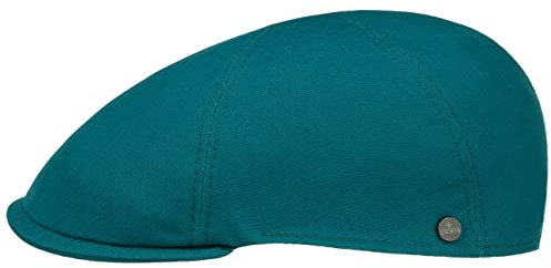 LIERYS Uni Cotton Flatcap Klassische Form Schiebermütze mit Stretchfutterband Herren Made in Italy Frühjahr Sommer Petrol M (56-57 cm)