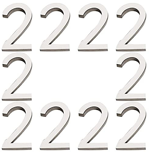 CREATCABIN 10pcs Mailbox Numbers 2 House Address Number Stickers Self Adhesive House Acrylic for Apartment Home Office Hotel Room Outside Mailbox Door Signs Outside(Silver)