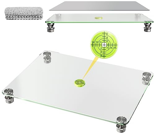 Nelyrho Tableau de nivellement en verre pour résine, table de nivellement réglable de précision de 16''x 12'' pour la résine, accessoires de nivellement en résine époxy, table de nivellement en résine