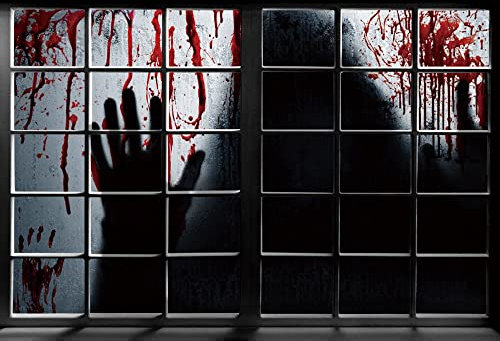 Ttincceer 180x120cm Happy Halloween Backdrop Terror Scary Window Shadow Blood Splash Fotografie Hintergrund Terrible Ghost Bloody Dripped Fotografie Hintergrund für Party Decor