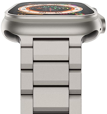 NewWays Kompatibel mit Apple Watch Armband 49mm 46mm 45mm 44mm 42mm(Serie 3 2 1) für Ultra 2/Ultra Series 10 9 8 7 6 5 4 3 2 1 SE,iWatch Metallband Edelstahl Gliederarmband,Titan