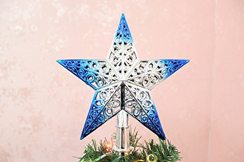 Weihnachtsbaumspitze Stern Christbaumspitze Weihnachtsdeko Weihnachten Stern-Topper Baumschmuck Weihnachtsstern Baumspitze Weihnachtsbaum Spitze Weihnachtsschmuck Christbaumschmuck (Blau, OneSize)