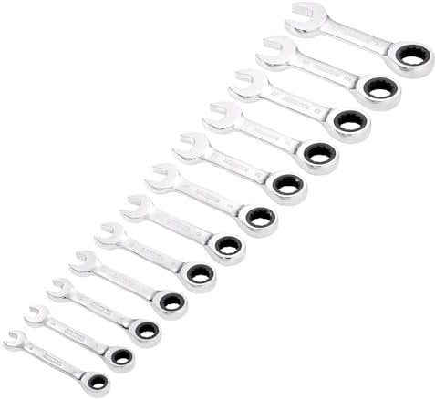 Draper 27931 HI-TORQ Metric Stubby Ratchet Combination Spanner Set (12 Piece)