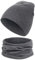 Kiiwah Kinder Beanie Mütze und Loop Schal Set, Weiche Baumwolle Warme Strickmützen und Schals für Baby Herbst Winter Frühling(Dunkelgrau)