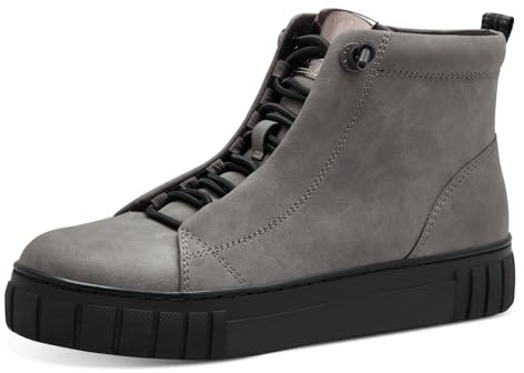 MARCO TOZZI Damen Stiefeletten zum Schnüren ohne Absatz mit Reißverschluss, Grau (Dk.Grey Comb), 39 EU