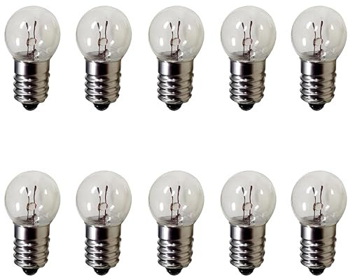 MeetUs 10Pcs E10 DC Blanco Cálido Mini Bombillas 1.5V 0.3A Experimento Fisical Electric Tornillo Base Bombillas (3.8V)