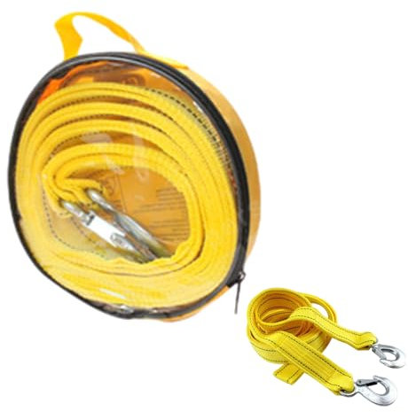 Bexdug Abschleppgurt mit Haken,Auto-Abschleppgurt - Robustes gelbes Bergungsseil - LKW-Abschleppseil, Abschleppgurte, ATV-Abschleppgurt, Abschleppgurtseil zum Abschleppen von Fahrzeugen am Straßenrand