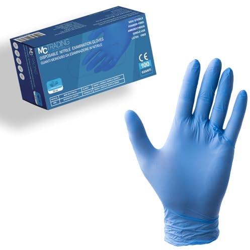 MCT INTERNATIONAL Guanti Lunghi 29 cm in Nitrile Senza Polvere - Certificati CE Classe I e III, Ideali per Medici, Laboratori, Farmaci Antiblastici, AQL 1.5, Resistenti, Antiscivolo (L-100 PCS)