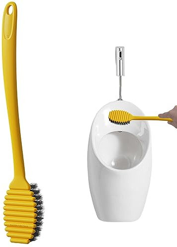 Cepillo de limpieza de baño, cepillo de limpieza flexible con mango largo, cepillo ergonómico con colgador para inodoro, pared de azulejos, fregaderos, bañera, lavabo, suelo