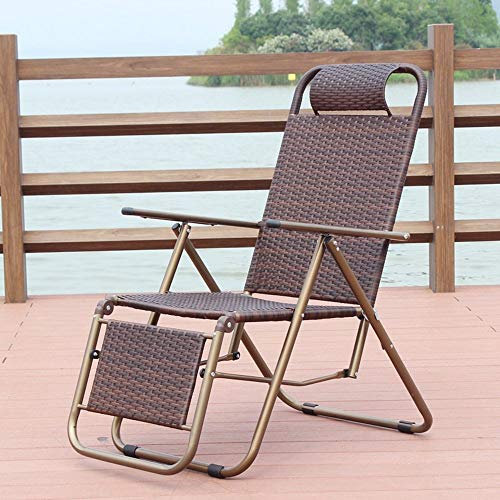 PIWINE Klappbare Sonnenliege, Sonnenliege, Haushalts-Rattan-Klappstuhl, Outdoor-Lounge-Stuhl, Strandkorb, Mittagspause, Lazy Chair, Siesta-Stuhl, Sessel – ideal für Terrassenzubehör im Freien (Farbe: