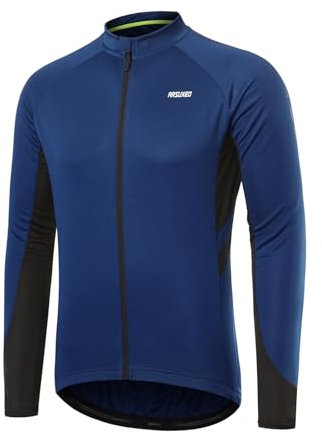 ARSUXEO Radtrikot für Herren, Fahrradtrikot Langarm, Radfahren Shirt, Radsport Trikot MTB Fahrrad-Bekleidung 6030 Dunkelblau XL