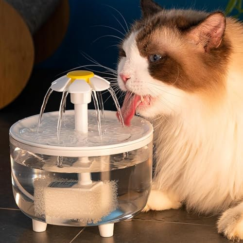 Fontaine à Eau pour Animaux de Compagnie 15 x 15 x 16 cm, Fontaine à Eau pour Animaux domestiques, Fontaine à Eau silencieuse pour Chat de 1 L pour Boire, Distributeur d'eau électrique
