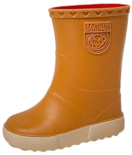 Boatilus Nautic, stivali da pioggia unisex, Galosce da bambino, Antipioggia 100% impermeabili, Foderato - ZUCCA/BEIGE – T21