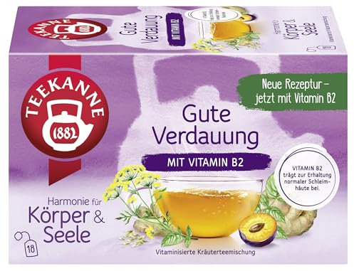 TEEKANNE Gute Verdauung mit Vitamin B2 Vitaminisierte Kräuterteemischung, 10 Packungen x 18 Beutel (10x 36g)