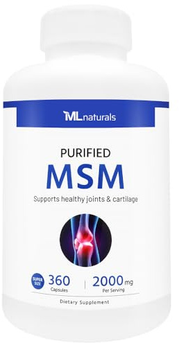 ML Naturals MSM 2,000mg (Per Serving) – 360 Vegetable Capsules – Methylsulfonylmethane