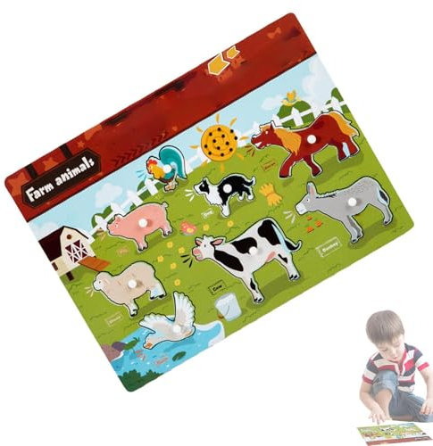 Tierpuzzle aus, Steckpuzzle mit Sound | Cartoon-Kind-Puzzle-Spielzeug aus mit Sound | Übung Hand-Auge-Koordination Eltern-Kind-Puzzle für Schlafzimmer, Kindergarten