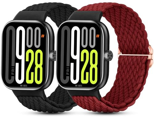 CHANRASI 2 Stück Geflochtenes Armband Kompatibel mit Xiaomi Redmi Watch 5/Xiaomi Redmi Watch 4,Elastisches Nylon Stoff Band für Xiaomi mi band 8 Pro/9Pro