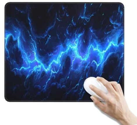 Tappetino Mouse Nero Tappetino Mouse Piccolo Tappetino per Mouse Gaming Tappetino Scrivania, Impermeabile Mouse Pad Tappetini Mouse Base Antiscivolo per Gaming, Ufficio (290 x 240 x 3 mm, Fulmine blu)