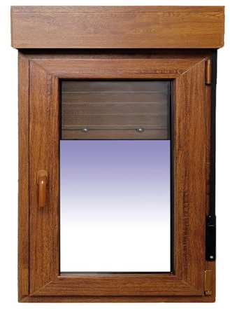 Ventanastock Ventana PVC Roble 800X1155 Practicable Oscilobatiente Derecha 1 hoja con Persiana PVC