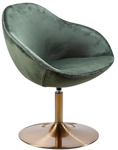 Loungesessel SIRAN Samt Grün/Gold 70x79x70 cm Design Drehstuhl | Clubsessel Polsterstuhl mit Armlehne | Drehsessel Cocktailsessel Lounge | Barsessel Besucherstuhl |