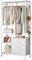 Mintnook Kleiderständer, Offener Kleiderschrank, Kleiderständer auf Rollen, Kleiderstange, Fahrbarer Kleiderständer mit Schubladen, Haken, Rollen & Verstellbare Regale, Weiß