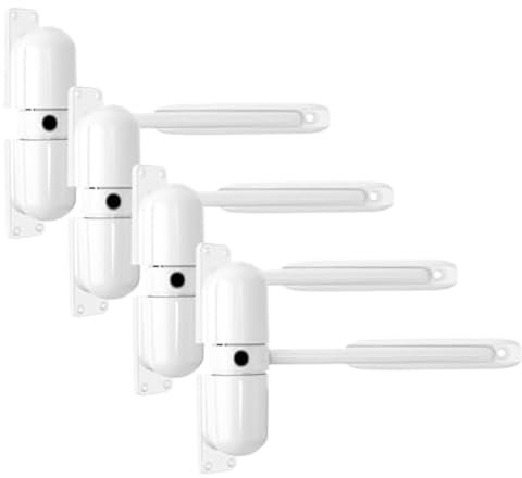 Louttary Ensemble de 4 Ferme-Portillons Automatiques avec Charnières à Ressort pour Portes Lourdes à Fermeture Automatique, pour la Sécurité des Portails de Garage - Blanc