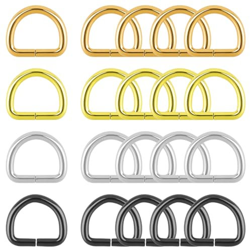 Notoke 20 Stück D Ringe aus Metall, Halbrunder D Ring, Mehrzweck D-Ringe, für Hardware, Taschen, Gurte, Handarbeiten, Karabiner, Zubehör, 2 cm (Gemischte Farben)