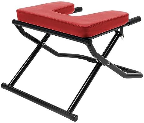 WoopJeem Yoga Headstand Bench, 330.7 lbs Capacity Inversion Stretch Workout Chair, Foldable Yoga Balance Training Equipment, Portable Head Stand Practice Tool for Office, Home, Gym, Yoga Room (Red)