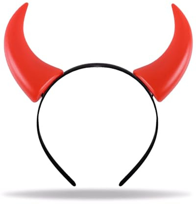 BNREOZA 1 Stück Teufelshorn-Haarband, Vampir-Dämonen, Kuhhorn, Haarschmuck für Kostümpartys, Halloween, Mardi Gras und Rollenspiel (Rot)