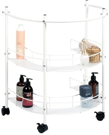eluno Étagère inférieure de lavabo avec 2 étagères et 4 roulettes verrouillables, étagère de salle de bain – Rampe idéale comme porte-serviettes, meuble de lavabo pour ustensiles de salle de bain, en