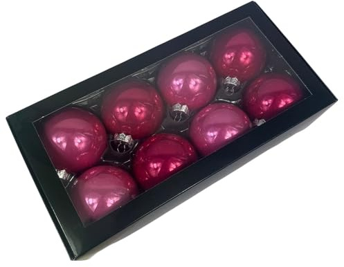 Palle Vetro Mm 80 Pz 8 Fucsia Decorazione Albero Natale Addobbi New
