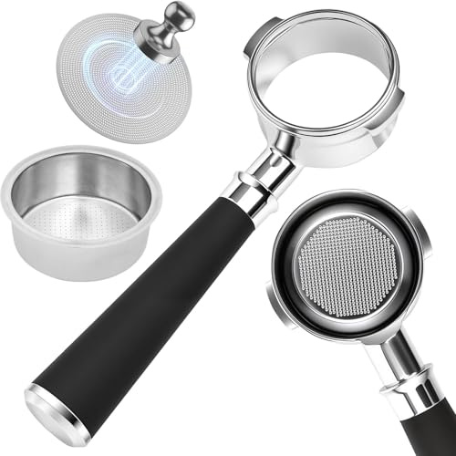 58 mm Bodenloser Siebträger mit 2 Ohren – Kompatibel mit Sage Dual Boiler/Oracle/Oracle Touch/Oracle Jet, inkl. 2 Puck Screens & Doppel‑Siebe