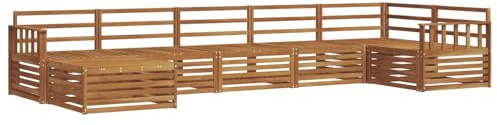 vidaXL Sofagarnituren 7 pcs Natur Massivholz Akazie, Gartenlounge, langlebiges Ecksofa, Sitzmöbel für außen, Terrasse, Moderne Möbel, Bequeme Gartenmöbel