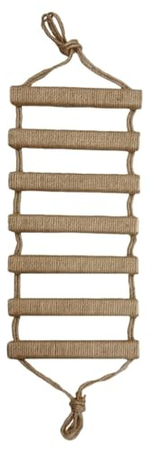 JISADER Cat Climbing Structure with Rope Bridge, Solid Wood Frame and Ladder, Indoor Shelves for Large Cats, Elevated Climbing Bridge Area, 7 Steps / 130cm