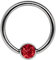 Titan Ring in 1,6 x 12 mm als Lippenbändchen Piercing mit flachem Stein in 3 mm Ø, rot