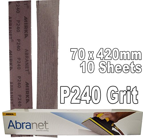 Mirka P240 Grit Abranet Abrasive Hook-it Sanding Strips Pack of 10 70mm x 420mm P240 Grit 70x420mm dust free, this results in a very uniform scratch pattern leaving an ultra smooth finish