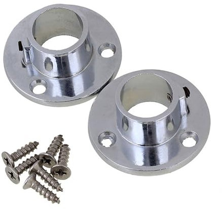 RDEXP Silber Kleiderschrank Schrank Halterung 17 mm ID Flansch Sockel Rod Halter 2 Stück