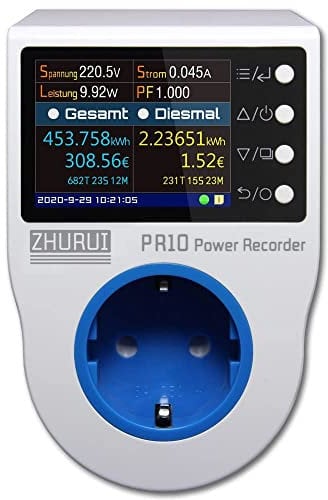 ZHURUI PR10-C EU16A (Deutsch stecker) home power metering buchse/home energy meter/power recorder/strom meter/23 währung einheiten