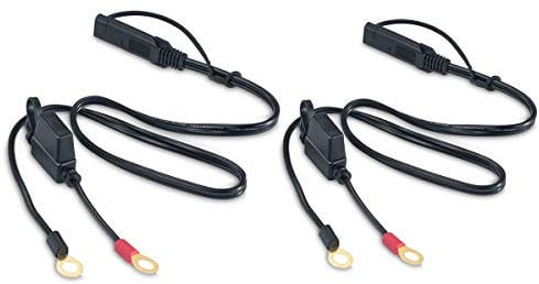 Motorcycle Solar SAE Quick Disconnect Extension Cable Adapter, Ring Terminal Harness with Black Fused 2-Pin Quick Disconnect Plug to Solar Panel, Power Supply, Motorcycle/Motorbike/Car (2pcs)