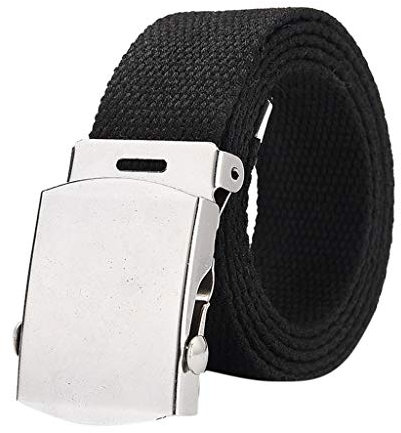 Gürtel Herren Schwarz,Herrengürtel Tactical Military Canvas Belt Outdoor Trainingsgürtel Stufenlos Verstellbarer Stoffgürtel mit Silber Schnalle 3.7cm Breit,130cm Lange,Taillengürtel (Schwarz, Free)
