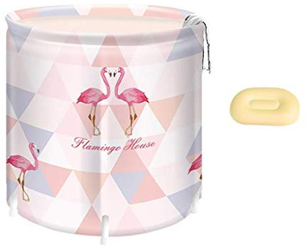 Warme faltende Badewanne des Erwachsenen, die mit Kissen, heißer Wanne, PVC-Swimmingpool, beweglicher Badewanne, verdickter Duschwanne, freiem aufblasbarem 65 * 70cm Flamingo-Muster freistehend ist