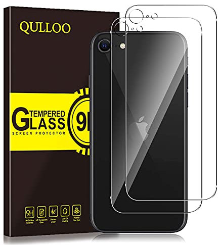 QULLOO Rückseite Schutzfolie für iPhone SE 2020, Hinten Displayschutzfolie 9H Vollabdeckung Zurück Film Anti-Kratzen Displayschutzfolie Klar Rückseite Folie für iPhone SE 2020