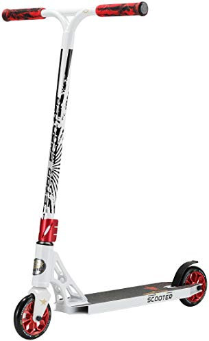 STAR SCOOTER Professional Freestyle Kick Stunt Scooter ab 8 Jahre | 120mm ABEC-9 Lager Alu Kinder City Roller mit HIC für Fortgeschrittene | Weiß Rot