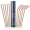 JuLeH Collection Lot de 10 pailles en acier inoxydable - En or rose - Sans pailles en plastique - Réutilisable - Passe au lave-vaisselle - En acier inoxydable - Boîte cadeau élégante