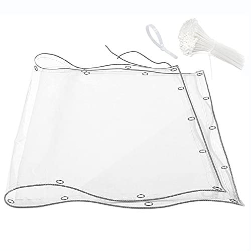 Abdeckplane wasserdichte 420g/m², Profi Transparent Schutzplane, PVC Wasserfest Plane mit Ösen und Kabelbinder für Gartenmöbel, Auto, Terrasse und Pavillon, Allzweckplane (2X3M)