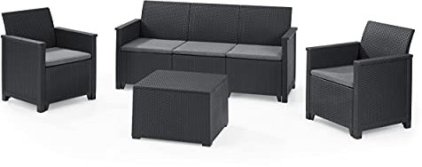 Koll Living Lounge Sets - Verschiedene Ausführungen - hochwertige Sitzgruppe für den Garten - höchster Sitzkomfort durch ergonomische Rückenlehnen (3er Sofa, 2X Sessel & Tisch)