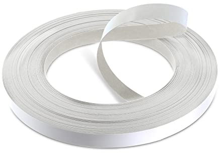 WoodPress® Cinta Adhesiva de melamina Blanca Mate de 19 mm, Rollo Comercial de 50 m, aplicación de Madera para Planchar