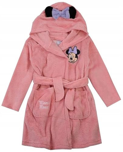 eplusm MINNIE MOUSE weich Bademantel Kinder Mädchen Kapuzenbademantel, Morgenmantel Handtuch/Microfaser oder Coral Fleece 2-8 Jahre für Schwimmbad Sauna Pool, Flauschig Hausanzug (Rosa, 98)