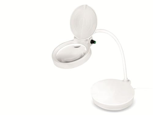 LogiLink Lupenleuchte mit Standfuß für Schreibtische, 8 & 36 Dioptrien, dimmbar, klein