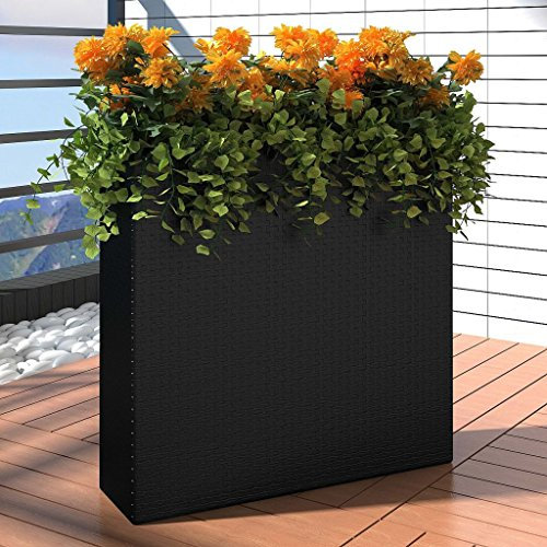 Tidyard Catherinol Jardinieres Exterieur Cache-Pots en résine Lit surélevé de Jardin avec 4 Pots Résine tressée Noir